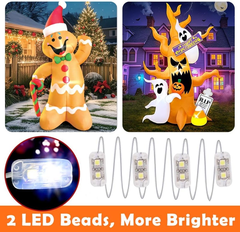 KOOY استبدال مروحة قابلة للنفخ 12V 1.2A، مروحة هواء صغيرة مع محول 12V 1.5A و 3 لمبات LED لتزيين الفناء الخارجي في عيد الهالوين وعيد الميلاد - Image 3